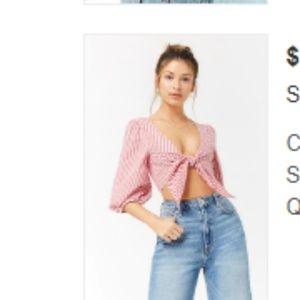 Forever 21 Red striped crop top